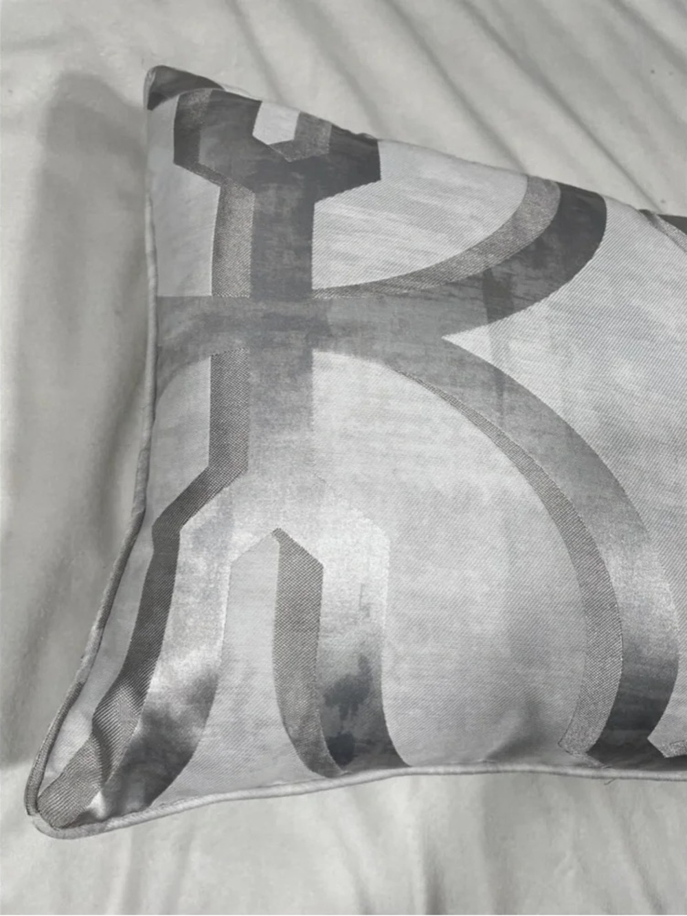 Decorative Rectangular Pillow with Neutral Geometric Pattern - Picture 8 of 8